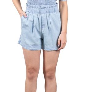 Mauby Paperbag shorts light blue chambray worn 1x medium
